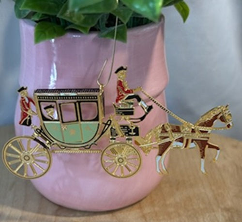 Brass Ornament Horse Drawn Carriage vintage style