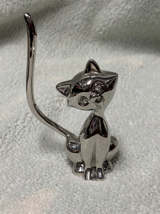 Silver Plated Cat Ring Holder