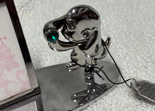 Matashi silver plated Puppy Picture Frame with Crystal Eye