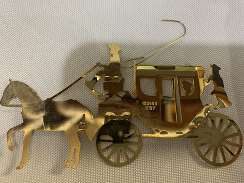 Brass Ornament Horse Drawn Carriage vintage style