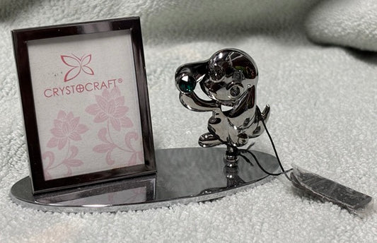 Matashi silver plated Puppy Picture Frame with Crystal Eye