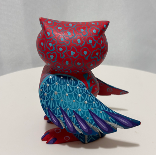 Mexican Alebrije Big Eyes Owl Wood Carving Handcrafted Sculpture